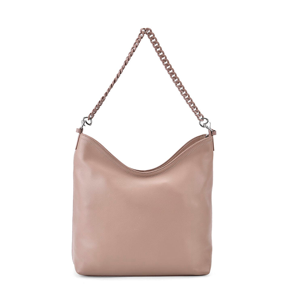 Hongkong Closeout Deal - 100% Genuine Leather Litchi Embossed Crossbody Bag - Sand
