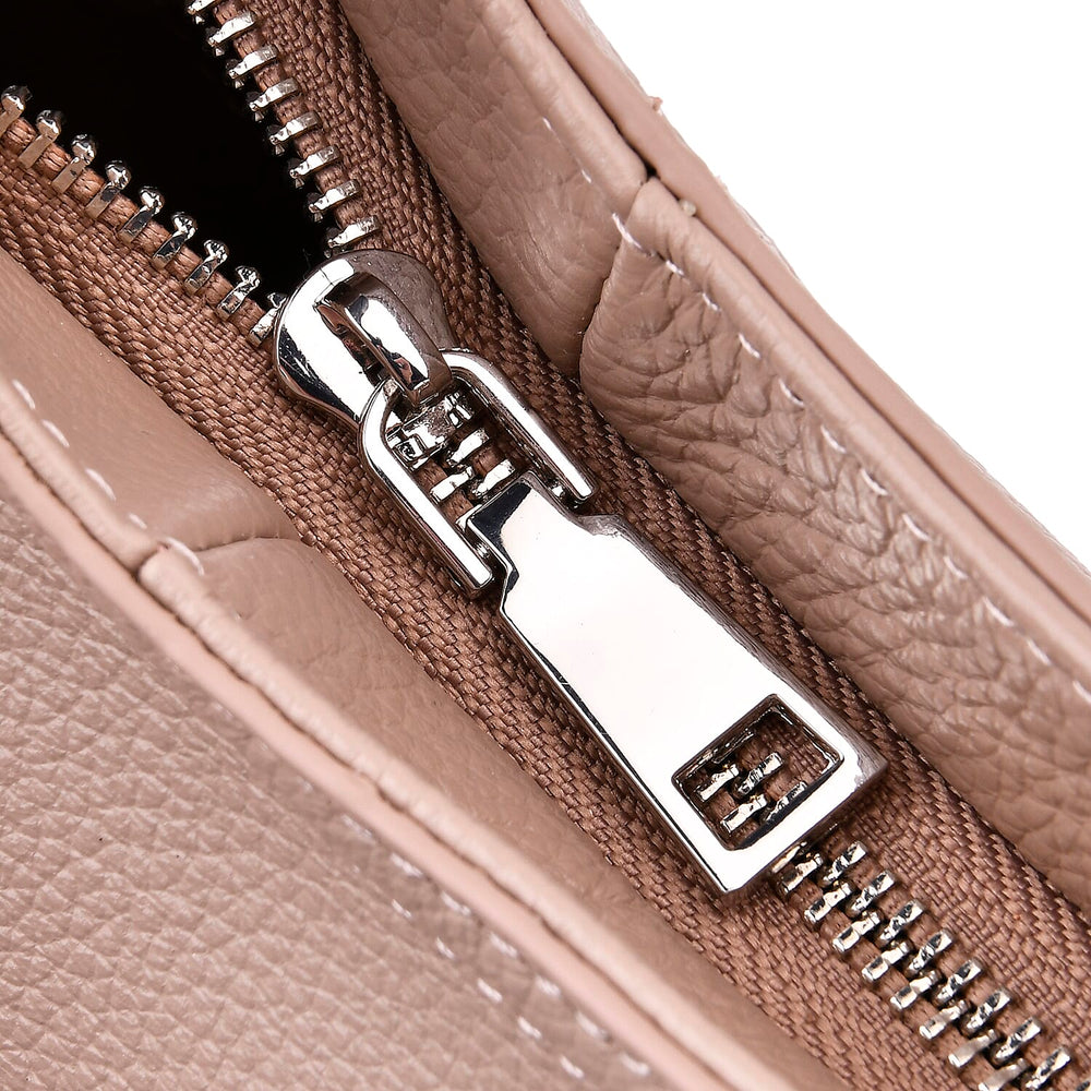 Hongkong Closeout Deal - 100% Genuine Leather Litchi Embossed Crossbody Bag - Sand