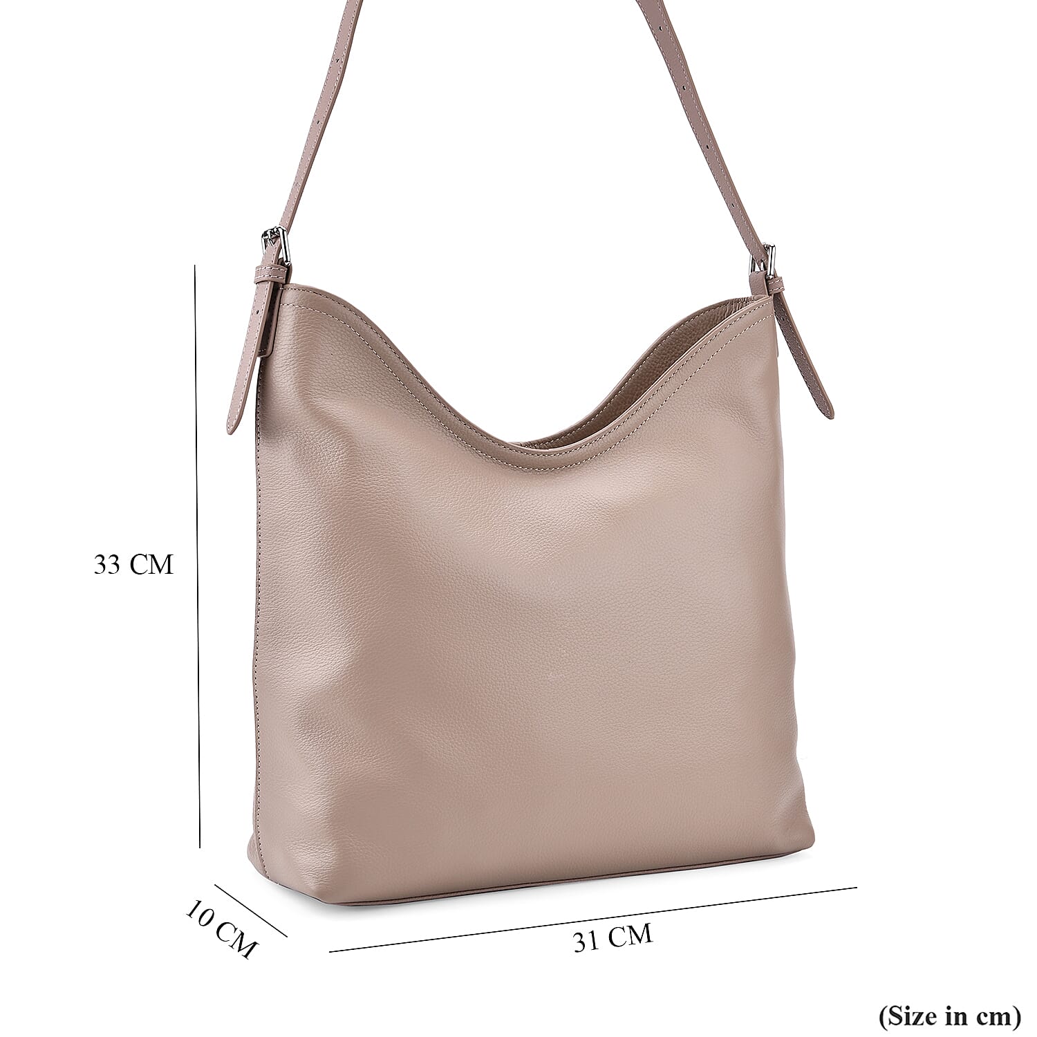 Hongkong Closeout Deal - 100% Genuine Leather Litchi Embossed Crossbody Bag - Sand