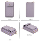Set of 2 Quilted Cellphone Bags - Pale Lilac - Dark Teal