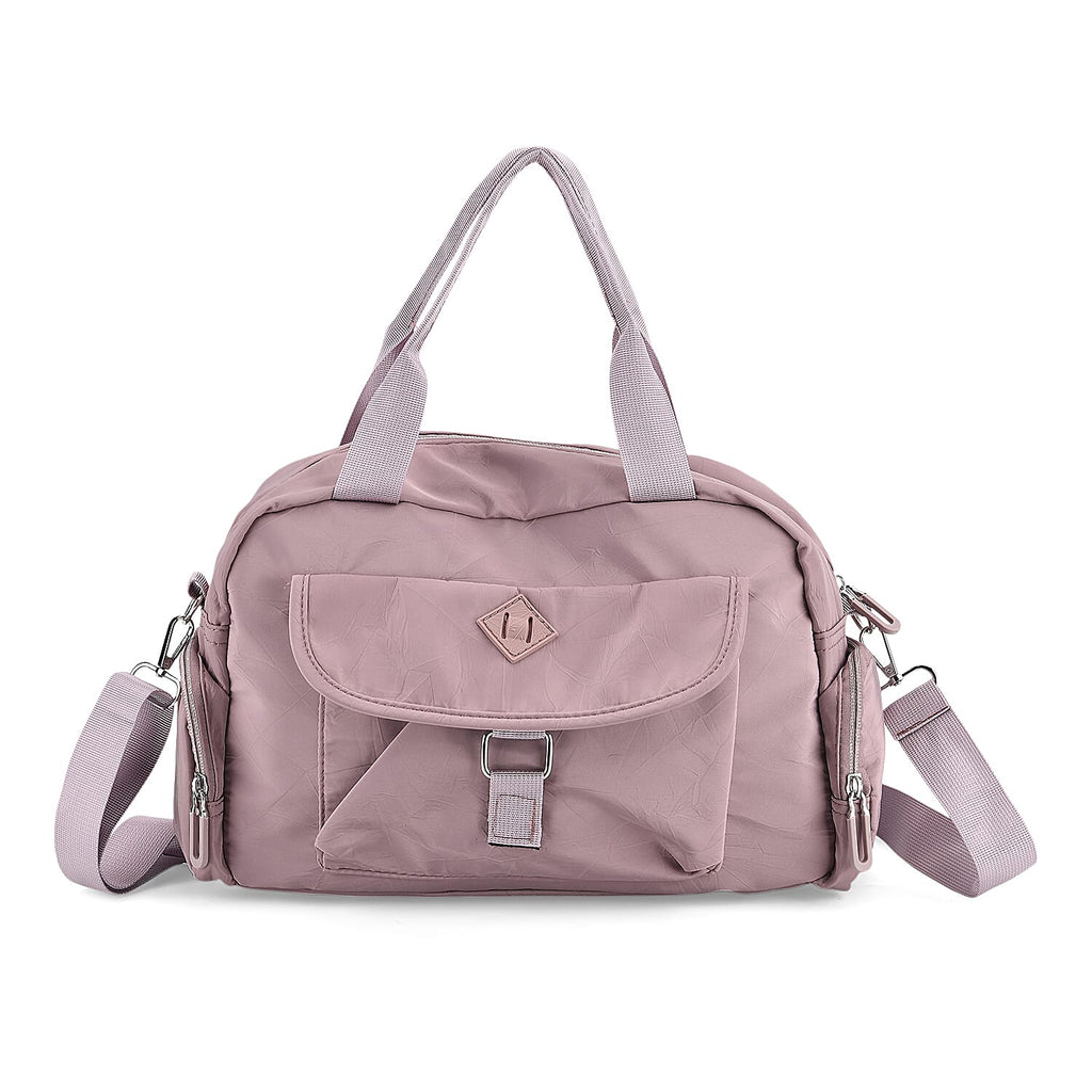 Multi-Pocket Handbag with Crossbody Strap (120 cm) - Dusty Pink