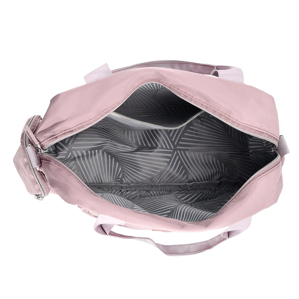 Multi-Pocket Handbag with Crossbody Strap (120 cm) - Dusty Pink