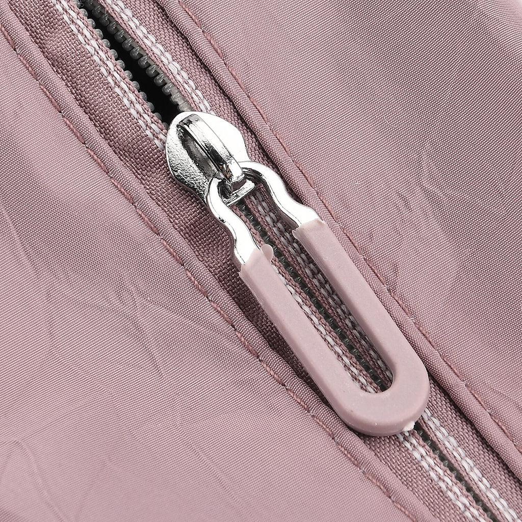 Multi-Pocket Handbag with Crossbody Strap (120 cm) - Dusty Pink