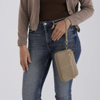 100% Genuine Leather Designer Minimalist Sling Shoulder Bag - Grey