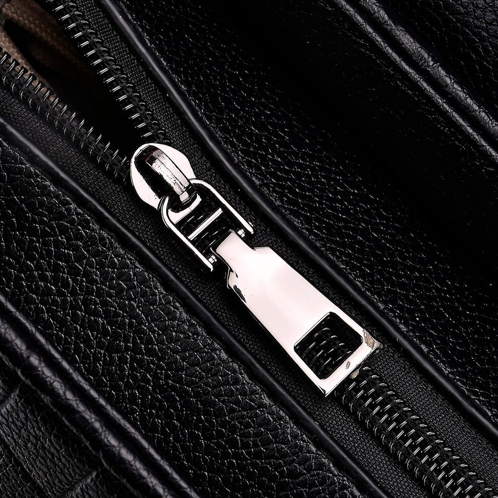 Croc Embossed Crossbody Bag with Lock & Top Handle - Black