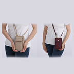 Set of 2 Quilted Cellphone Bags - Beige - Burgundy