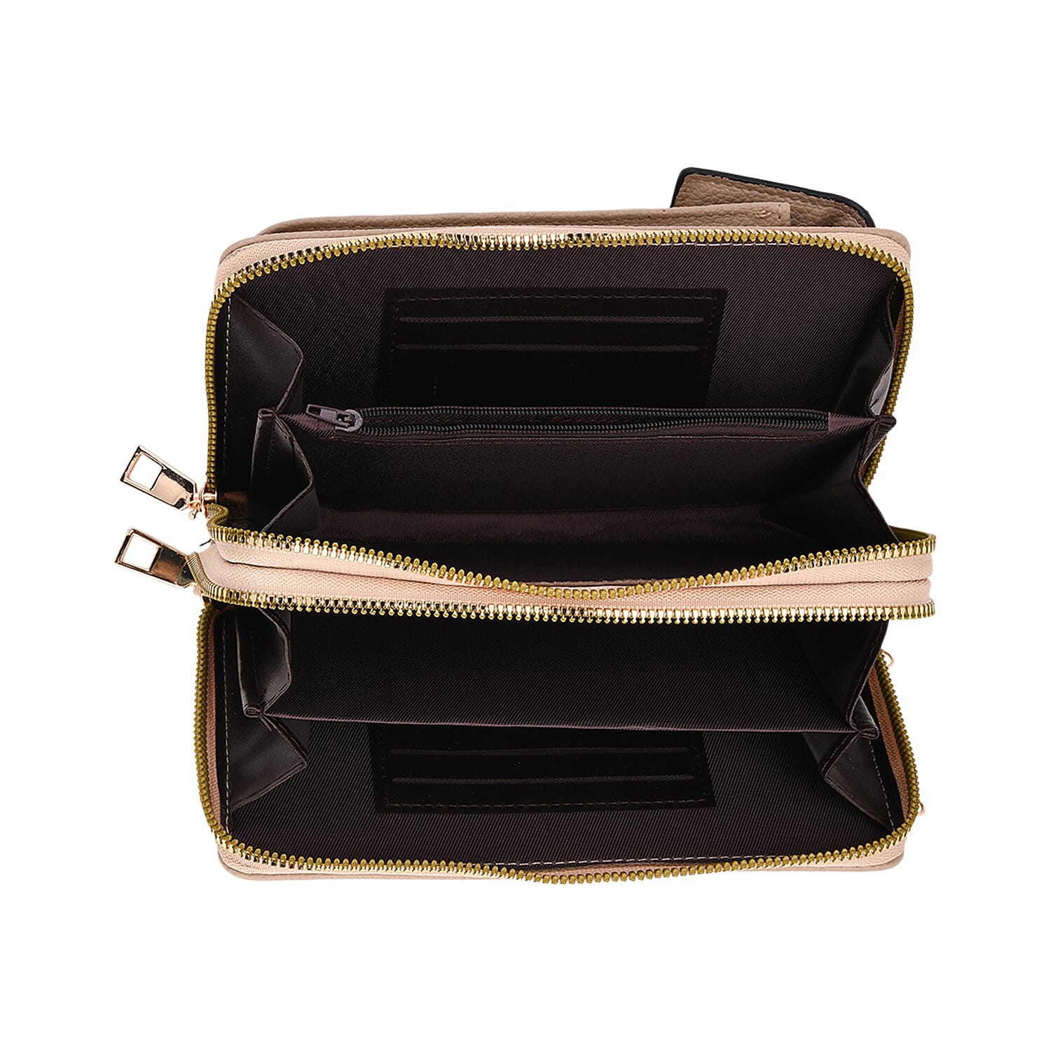 Set of 2 Quilted Cellphone Bags - Beige - Burgundy