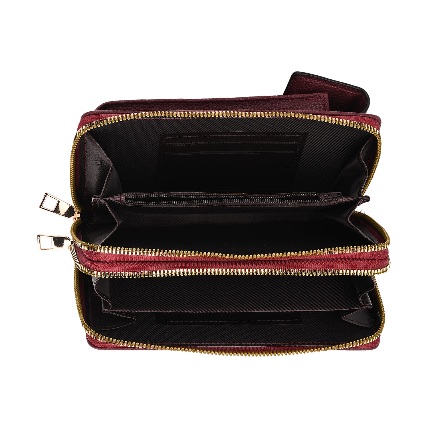 Set of 2 Quilted Cellphone Bags - Beige - Burgundy