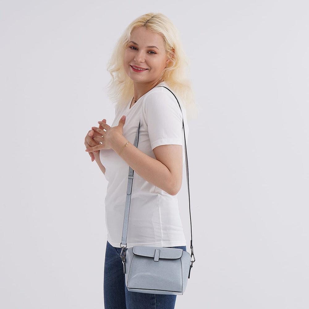 Sumptuous quality 100% Genuine Leather Crossbody Bag - Light Blue