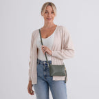 Genuine Leather Sling Bag with Detachable Strap (140 cm) - Dark Green