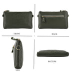 Genuine Leather Sling Bag with Detachable Strap (140 cm) - Dark Green