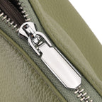 Designer Inspired Genuine Leather Mini Crossbody Bag with Top Handle - Light Green