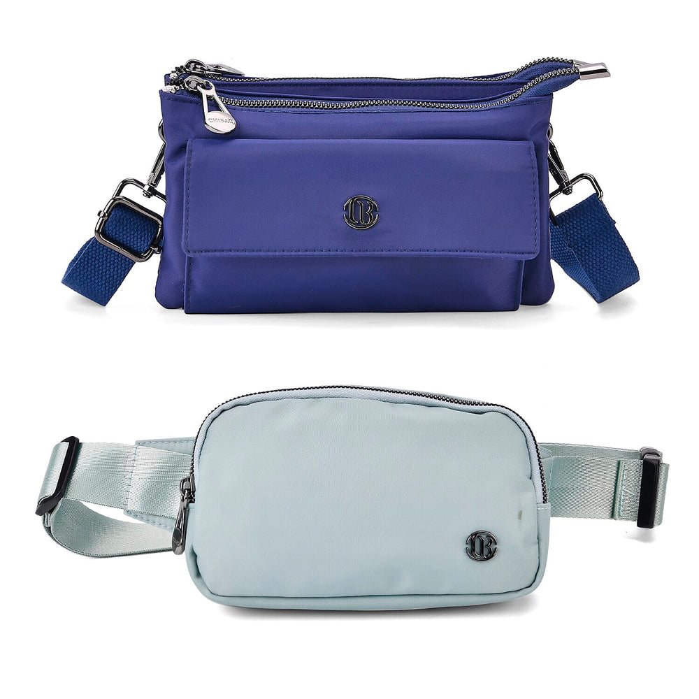 Set of 2 Bags - Crossbody - Waist Bag - Navy - Mint Green