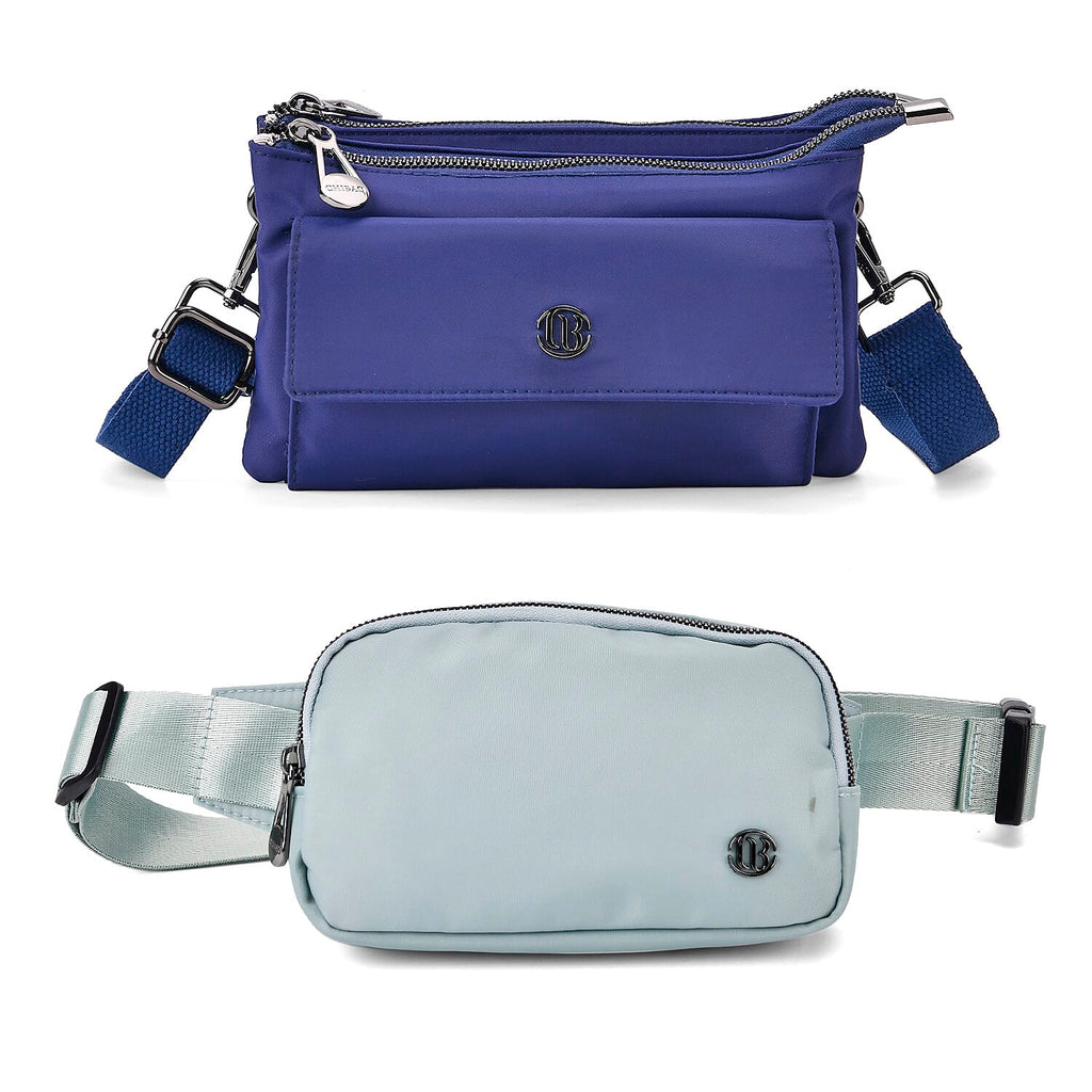 Set of 2 Bags - Crossbody - Waist Bag - Navy - Mint Green