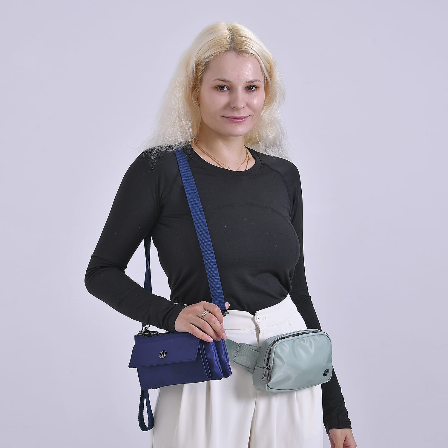 Set of 2 Bags - Crossbody - Waist Bag - Navy - Mint Green
