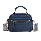 FRIDAY FASHION OFFER - Structured Crossbody Bag with Patterned Strap - Navy
