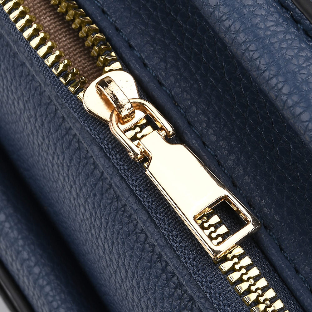 FRIDAY FASHION OFFER - Structured Crossbody Bag with Patterned Strap - Navy