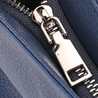 Genuine Leather Slouchy Shoulder Bag - Blue