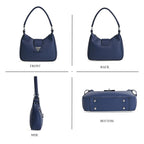 Stylish Hobo Crossbody Bag with Flap Closure & Additional  Adjustable Strap - Navy