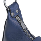 Stylish Hobo Crossbody Bag with Flap Closure & Additional  Adjustable Strap - Navy