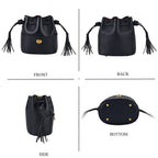THE AURELLE - Designer Inspired 100% Genuine Leather Crossbody Sinch Bag with Removable Top-Handle, Embedded Fabric Pouch And Gold-Tone Hardware - Dark Navy