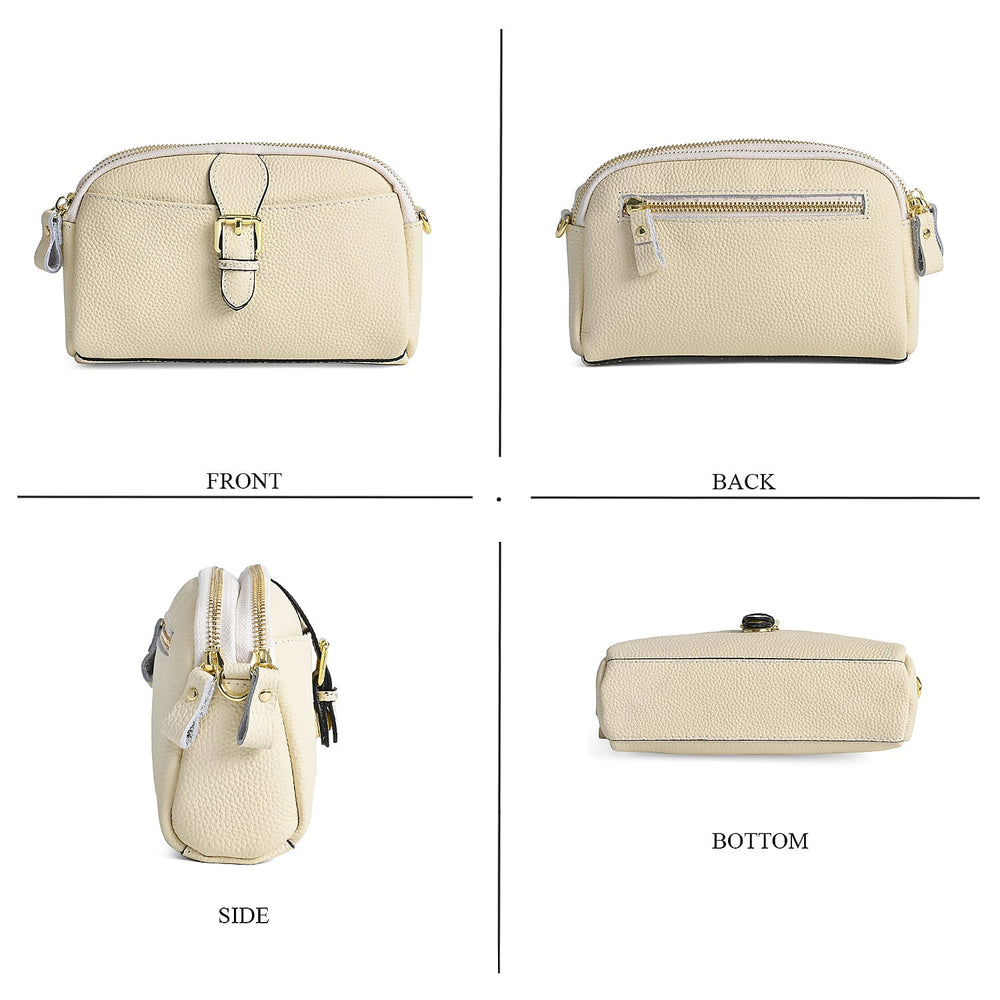 Genuine Leather Classic Crossbody Bag - Off White