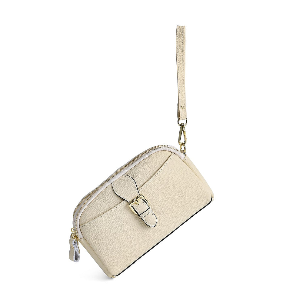 Genuine Leather Classic Crossbody Bag - Off White