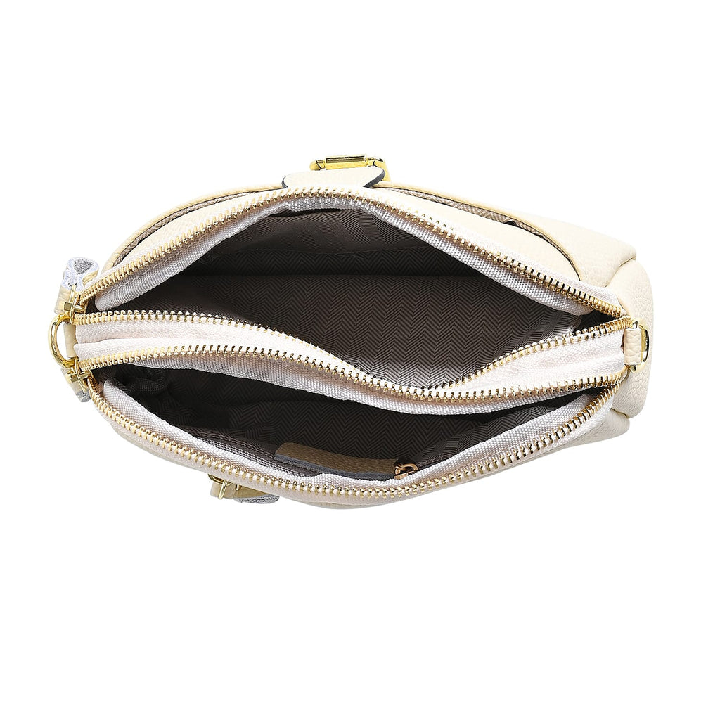 Genuine Leather Classic Crossbody Bag - Off White