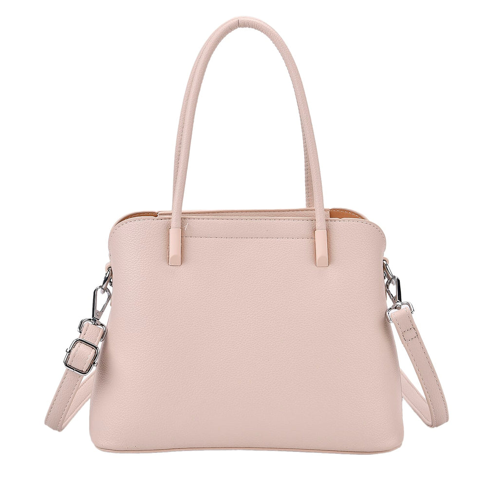 Leatherette Crossbody Bag with Silver Tone Hardwear - Off White