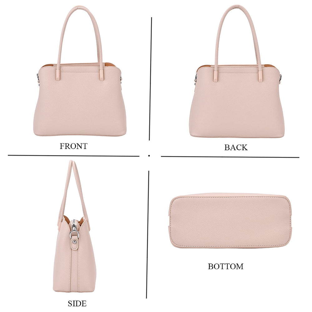 Leatherette Crossbody Bag with Silver Tone Hardwear - Off White