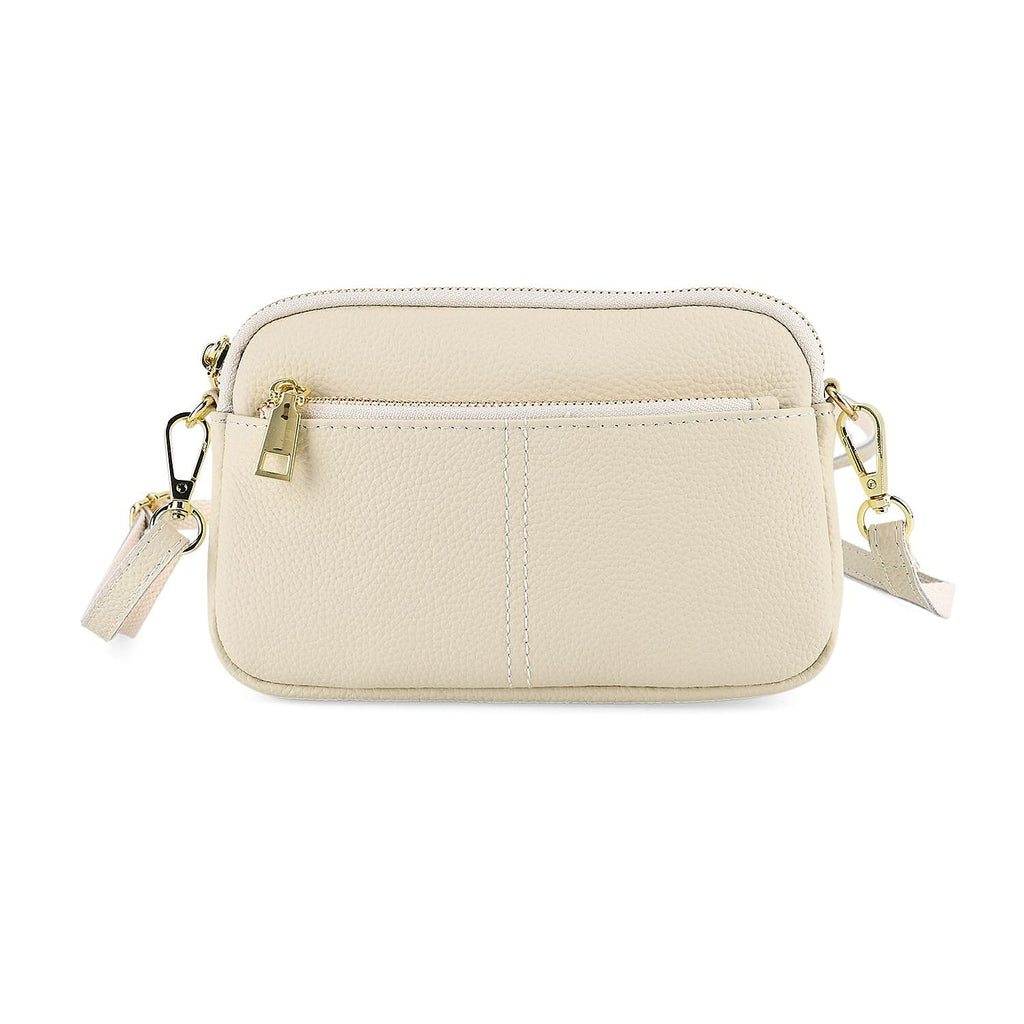 100% Genuine Leather Designer Minimalist Sling Shoulder Bag -  Ivory