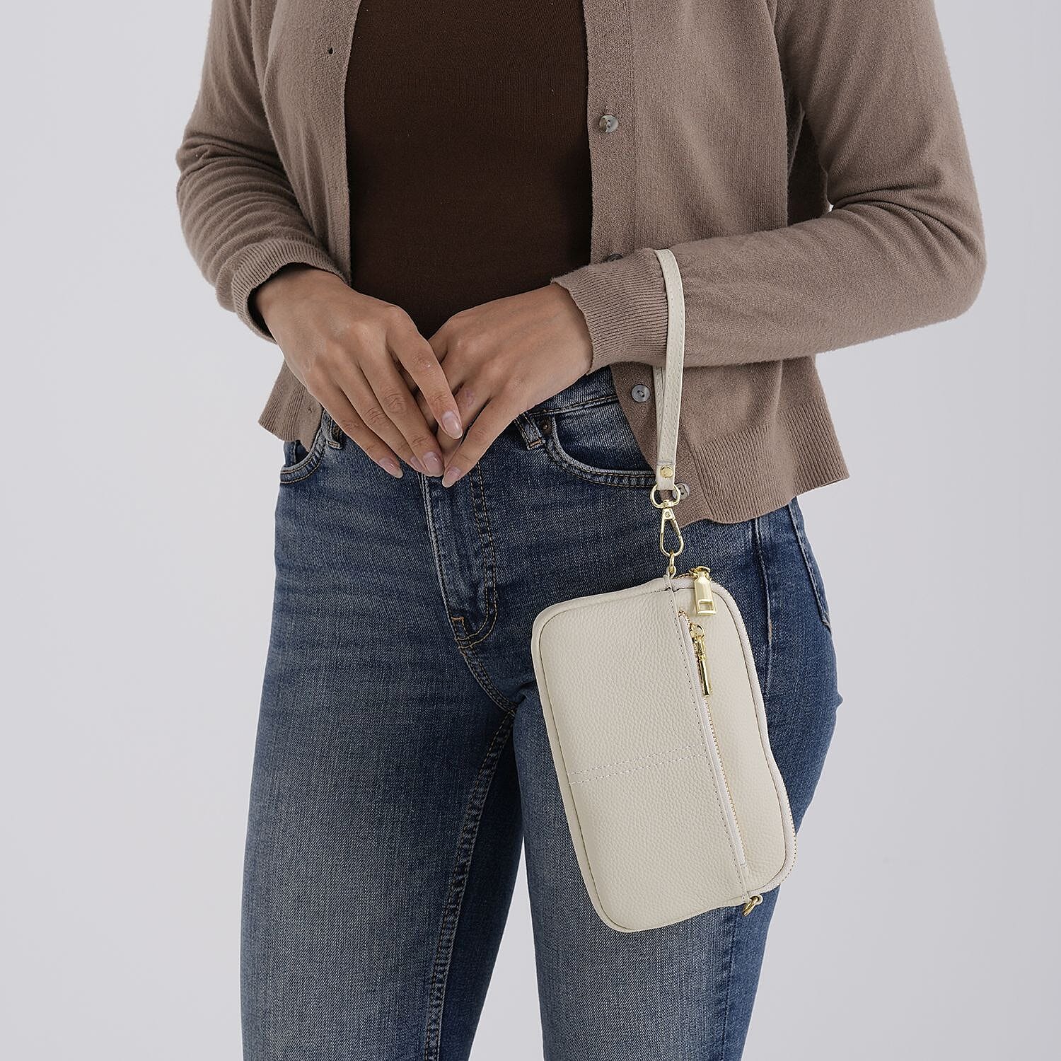 100% Genuine Leather Designer Minimalist Sling Shoulder Bag -  Ivory