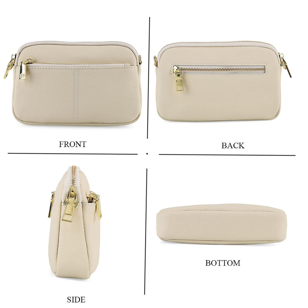 100% Genuine Leather Designer Minimalist Sling Shoulder Bag -  Ivory