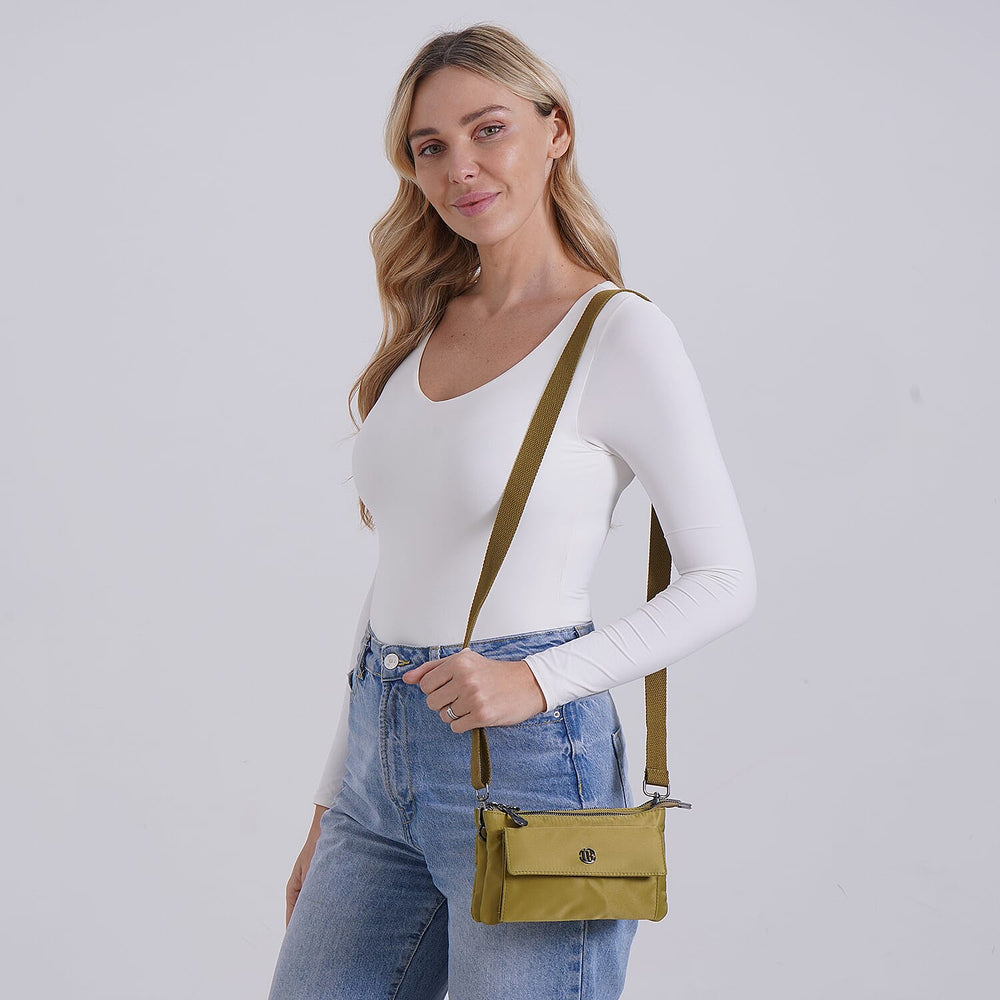Versatile Water Proof Sling Crossbody Bag with Adjustable Strap - Olive