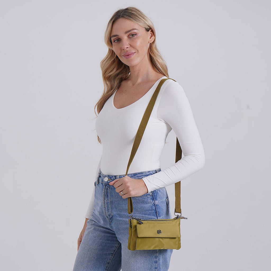 Versatile Water Proof Sling Crossbody Bag with Adjustable Strap - Olive