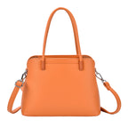 Leatherette Crossbody Bag with Silver Tone Hardwear - Orange
