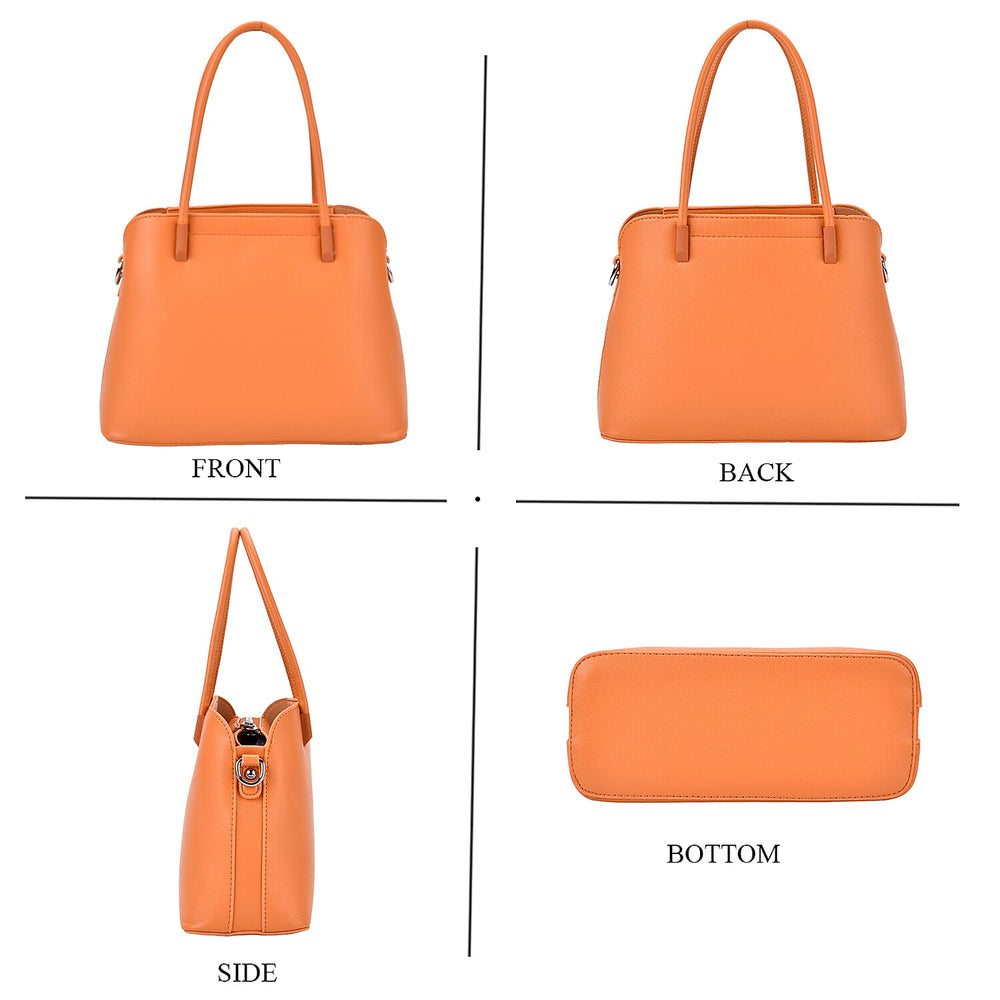 Leatherette Crossbody Bag with Silver Tone Hardwear - Orange