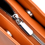 Leatherette Crossbody Bag with Silver Tone Hardwear - Orange