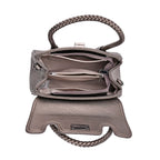 Croc Embossed Crossbody Bag with Lock & Top Handle - Metalic