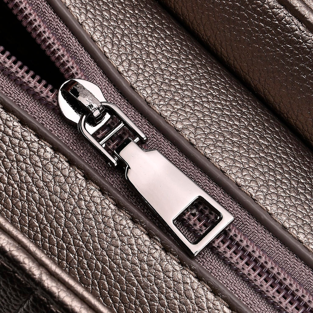 Croc Embossed Crossbody Bag with Lock & Top Handle - Metalic