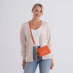 Genuine Leather Sling Bag with Detachable Strap (140 cm) - Orange