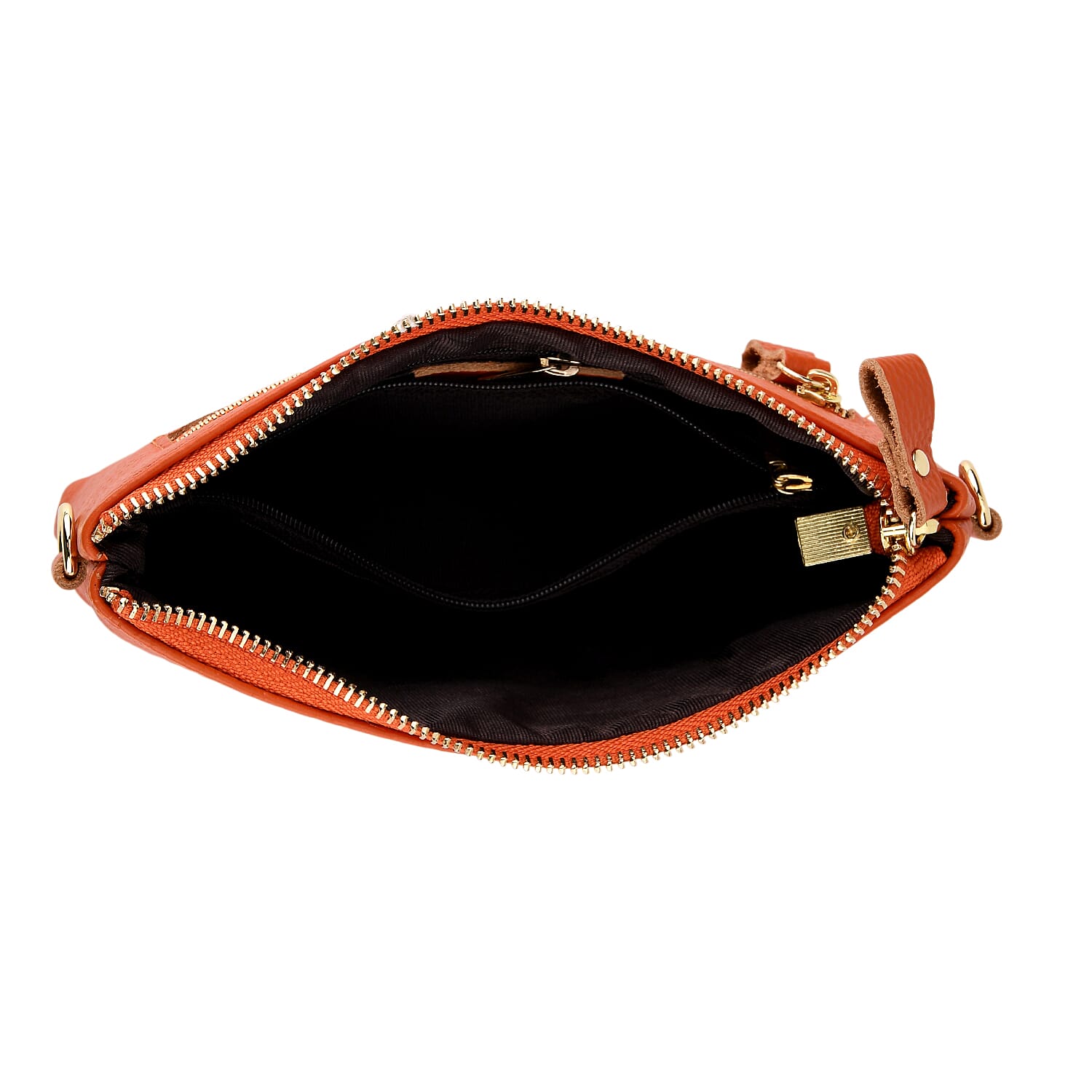 Genuine Leather Sling Bag with Detachable Strap (140 cm) - Orange