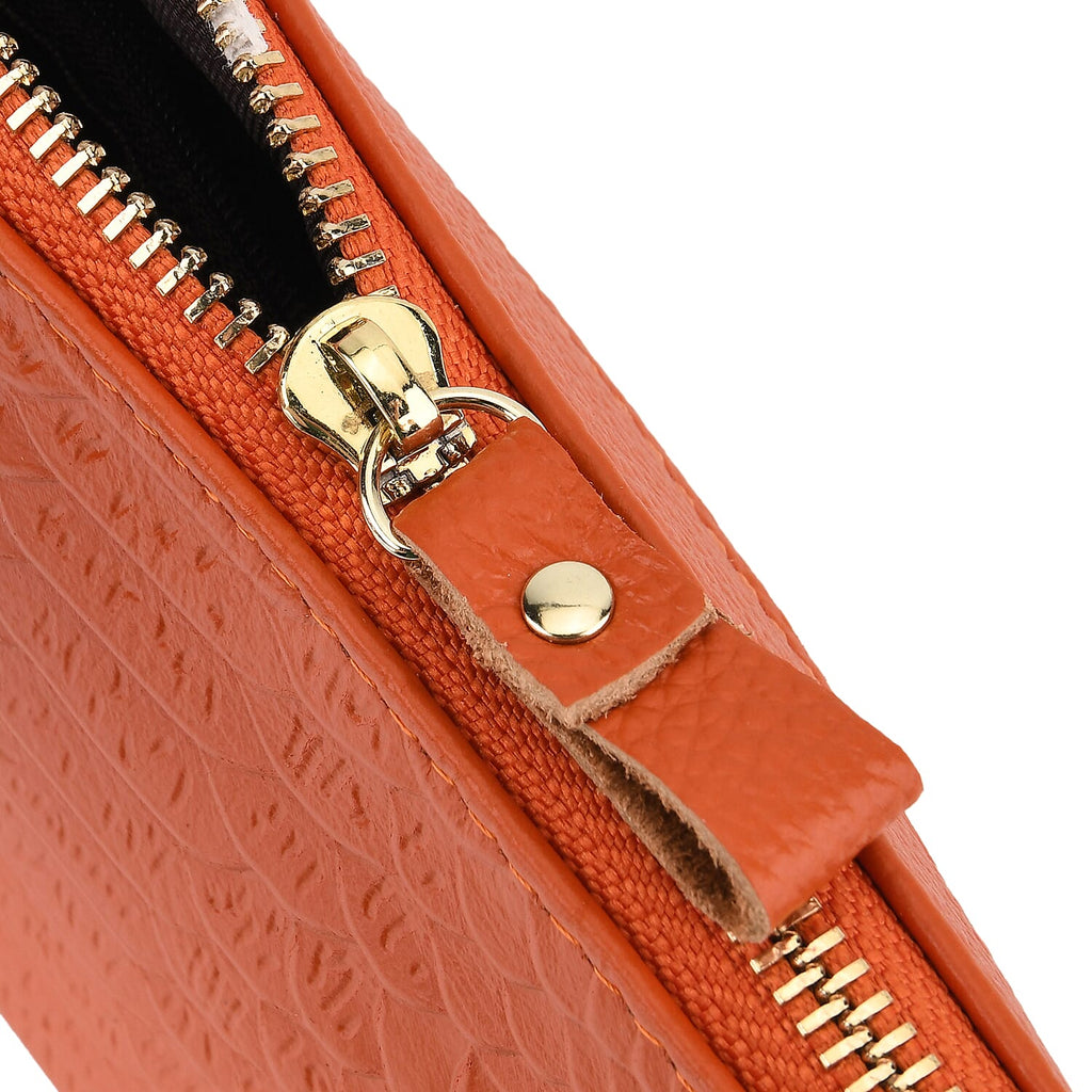 Genuine Leather Sling Bag with Detachable Strap (140 cm) - Orange