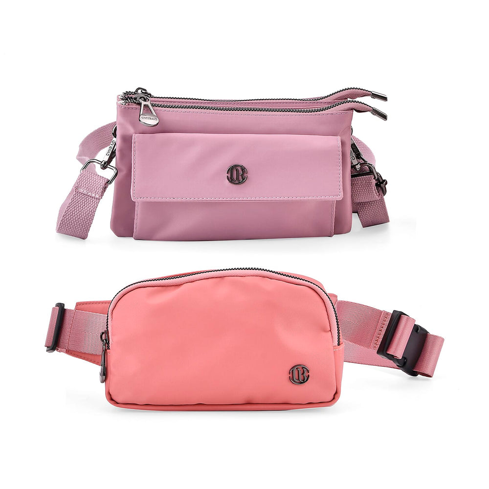 Set of 2 Bags - Crossbody - Waist Bag - Pink - Mauve