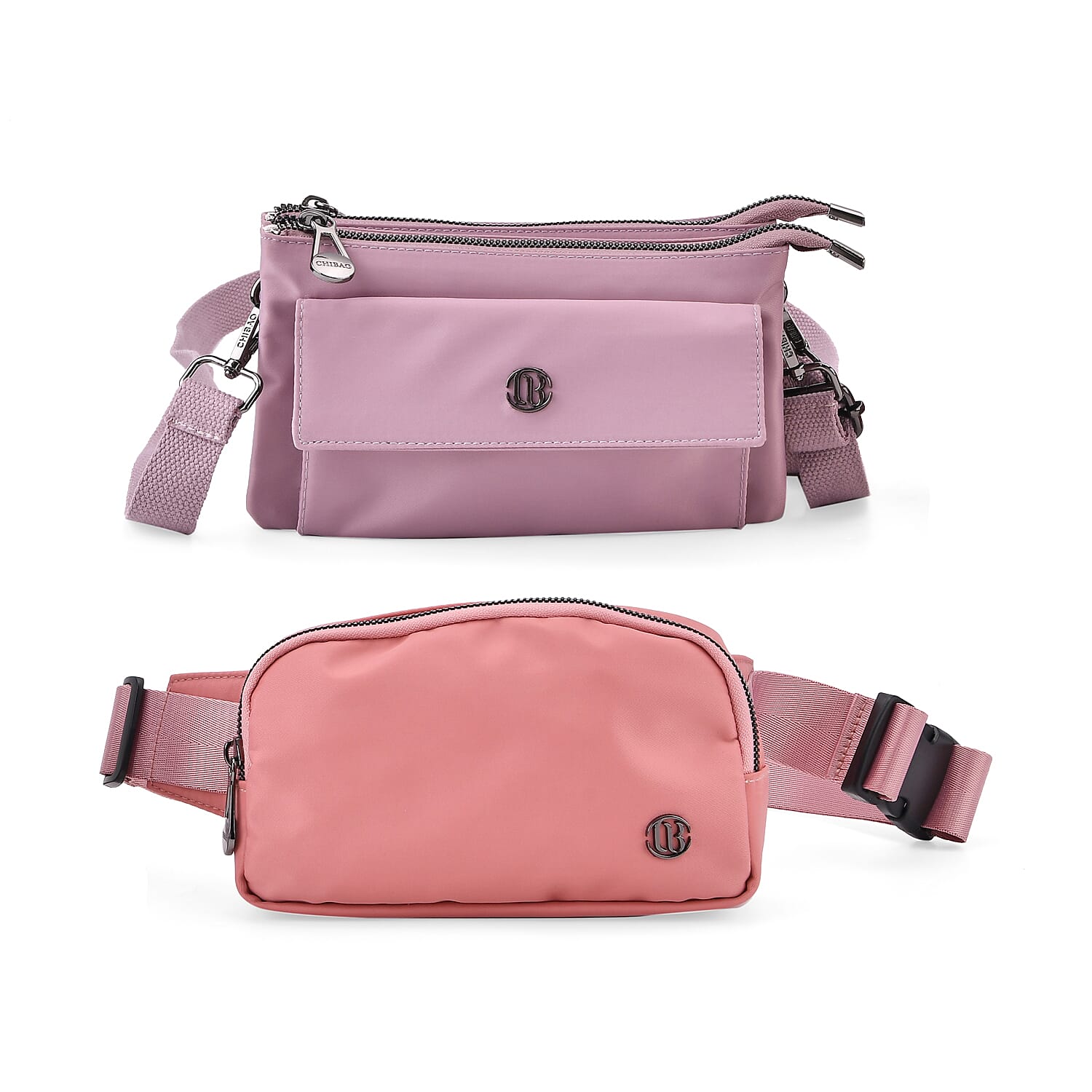 Set of 2 Bags - Crossbody - Waist Bag - Pink - Mauve