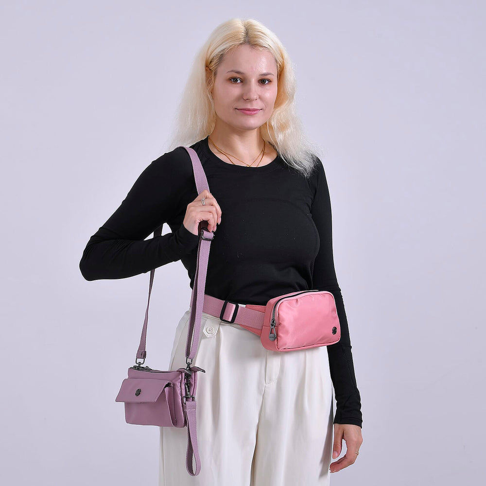 Set of 2 Bags - Crossbody - Waist Bag - Pink - Mauve