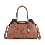 Leatherette Crossbody Bag with Four-Leaf Clover Hanging - Pink Mocha