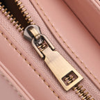 Genuine Leather Top Handle Satchel Bag with Adjustable Long Shoulder Straps - Pink