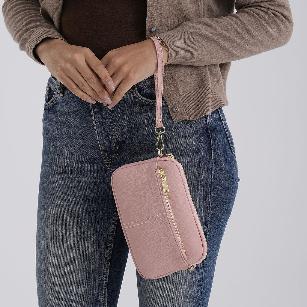 100% Genuine Leather Designer Minimalist Sling Shoulder Bag -  Pink