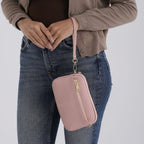 100% Genuine Leather Designer Minimalist Sling Shoulder Bag -  Pink
